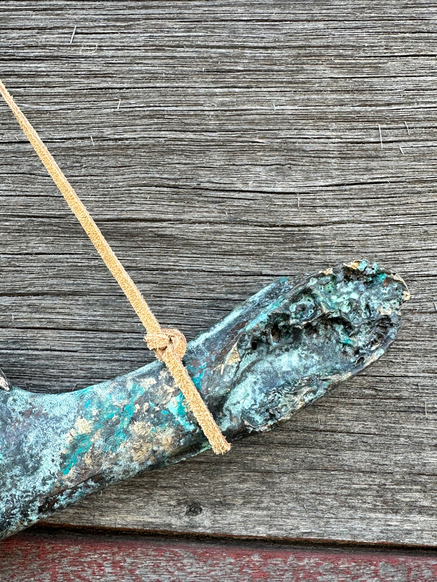 Texas Longhorn bronze turquoise metallic jaw bone